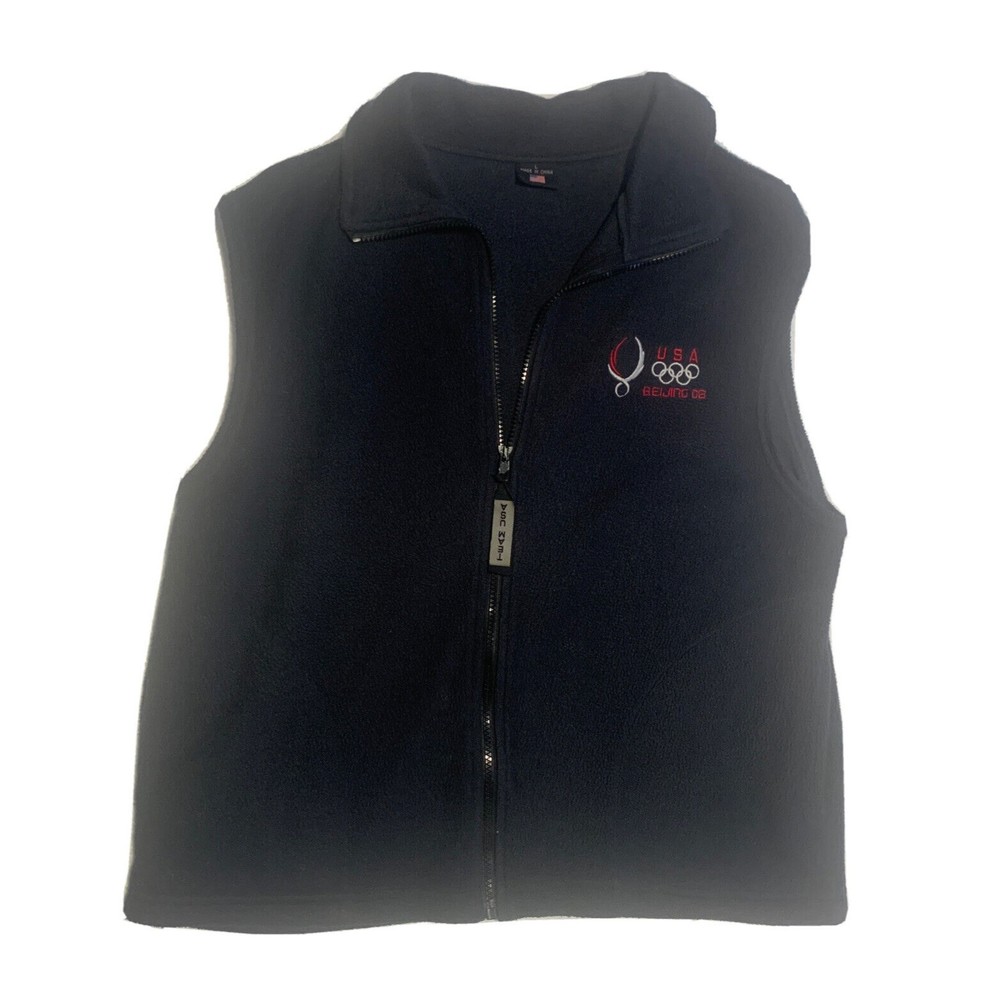 Official Team USA 2008 Beijing Olympics Mens L Fleece Full Zip Vest Sleeveless